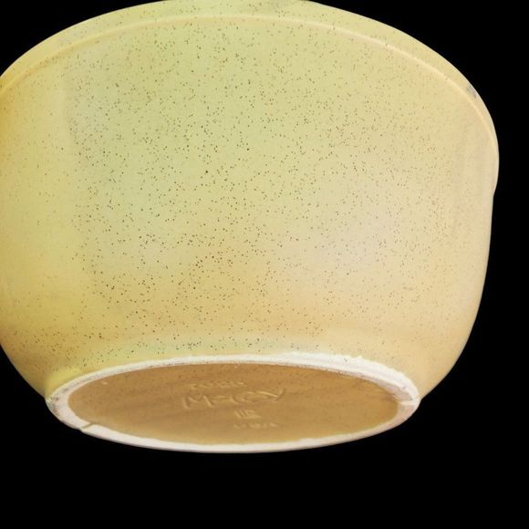 McCoy Bowl Serving Mixing Vintage Ceramic Pottery USA Bluefield 7028 Beige Blue - Picture 10 of 11